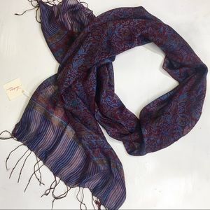 Antara Indonesian Silk Sheer Scarf with Fringe